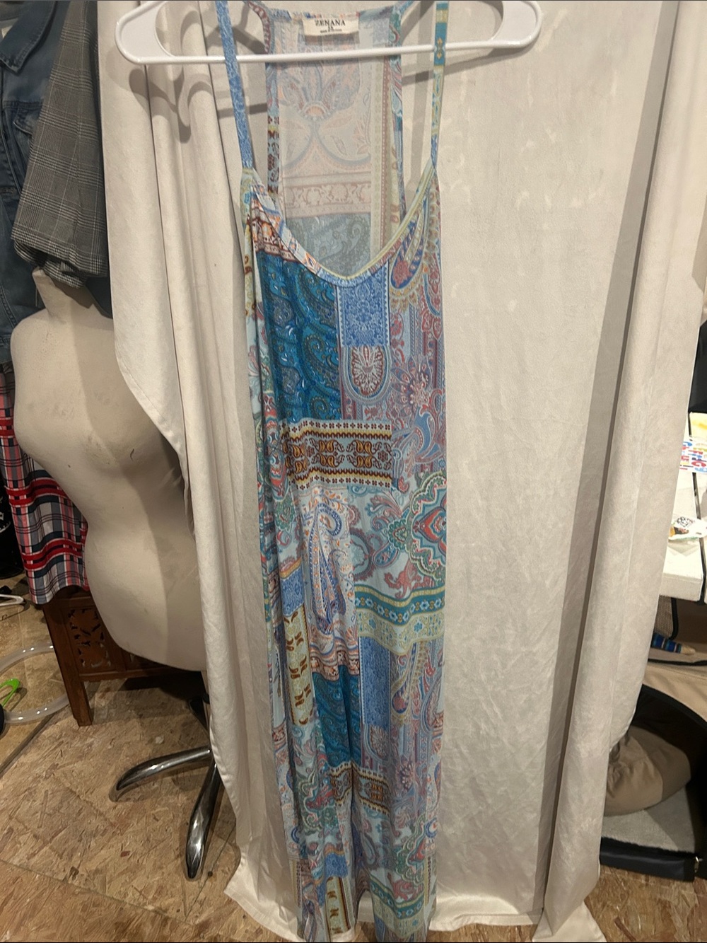 Zenana Blue Paisley Print Maxi Dress